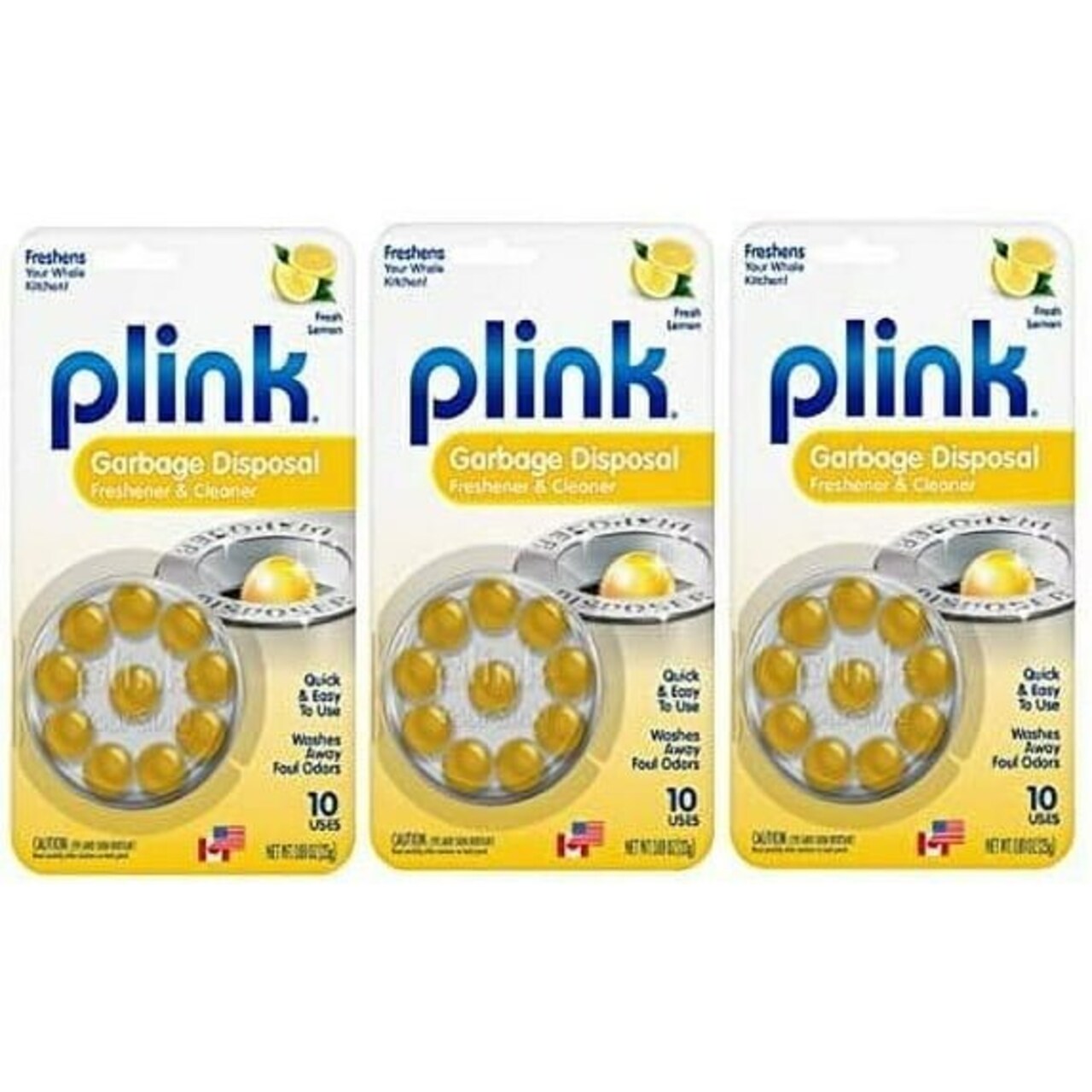 Plink Garbage Disposal Cleaner and Disposer Deodorizer 10 Treatment Pack- Lemon Scent